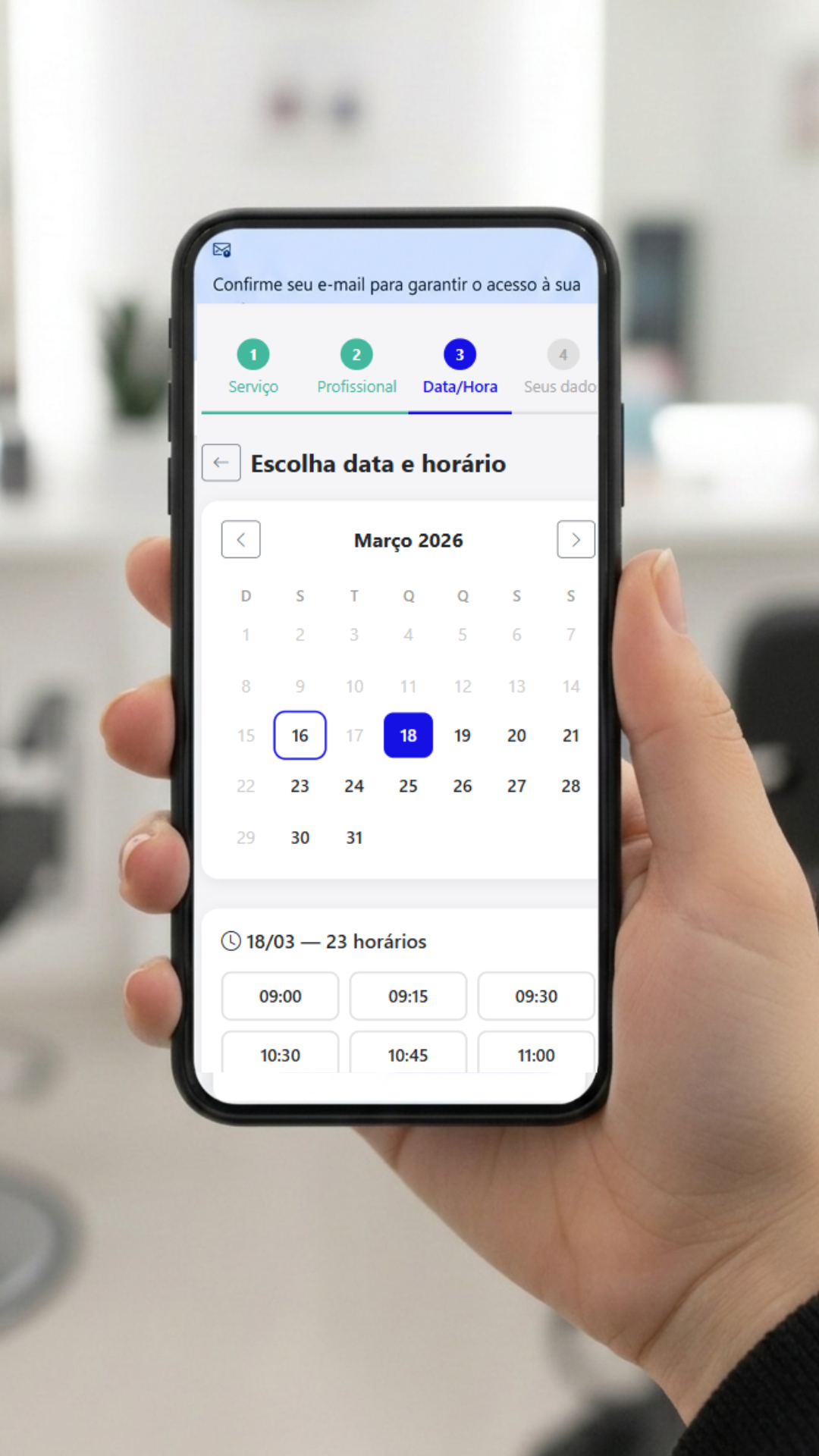 Painel de controle com todos os agendamentos organizados