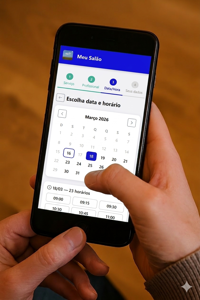Cliente escolhendo data e horário disponível